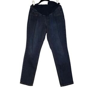 Jessica Simpson Maternity dark denim Full panel blue jeans sz P Large